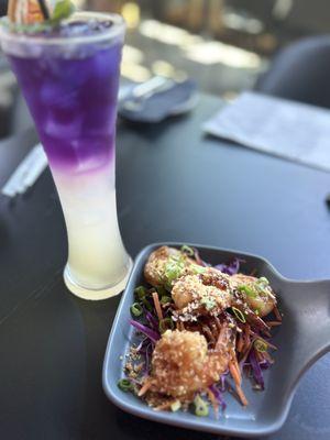 Sweet Pea Lavender Lemonade and Kung Katiam Appetizer