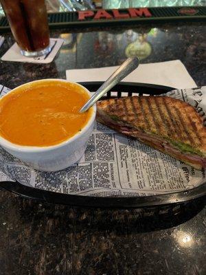 Red pepper soup and the continental! Shared with my husband.