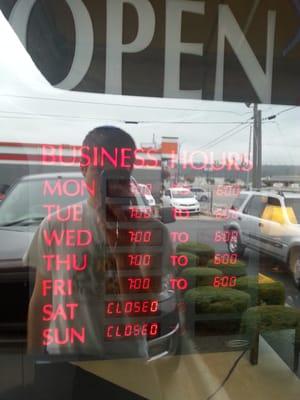 Shop hours.