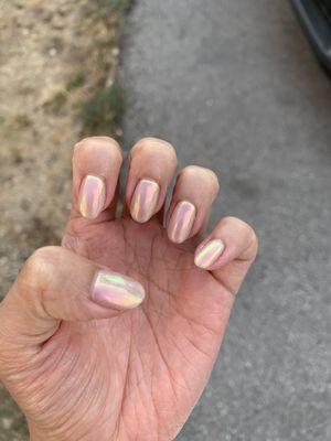 Chrome nails with tan color base