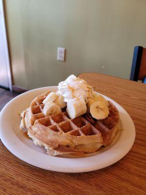 Banana pecan waffle