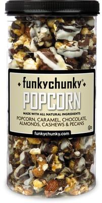 FunkyChunky Popcorn - LOADED with nuts - big almonds, whole pecans and jumbo cashews glazed to perfection.