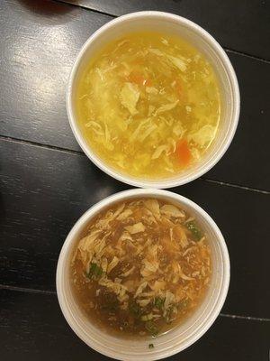 13. Egg Drop Soup and 11. Hot and Sour Soup