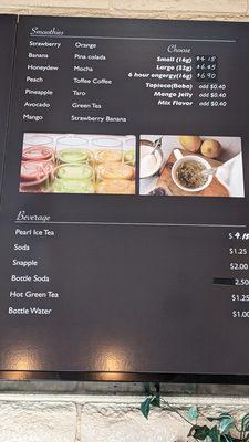 Menu as of Oct 2022