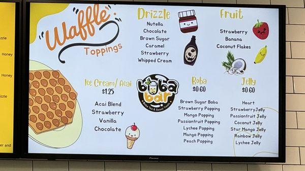 Bubble waffle menu