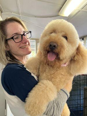 Benny Ward just getting some cuddles after his bath.