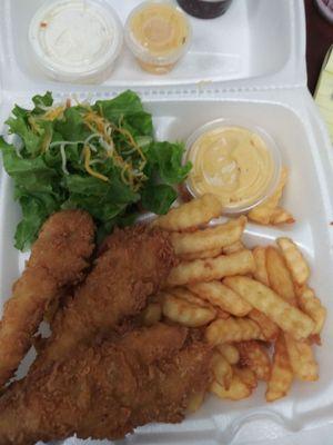 Chicken  breast strip meal (salad & fries)