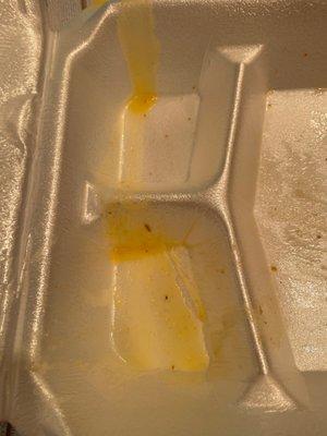 This is the amount of grease that my fries were sitting in.