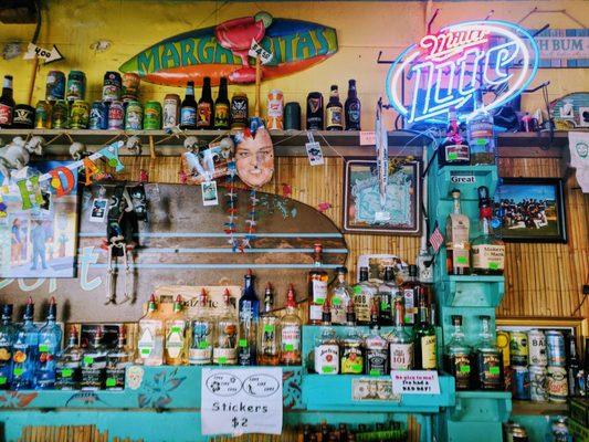 Love the eclectic style! Inspiration for decorating my home! (There's an amazing painting of the bar hidden to the left in the photo too)