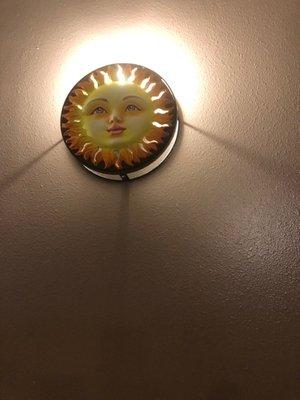 My grandbaby love this light that was on the wall above our table she kept staring at it it's so pretty.