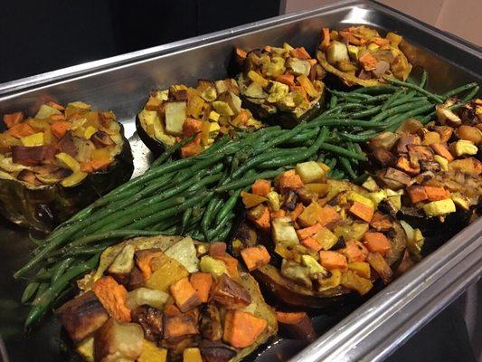 Vegetarian option: Stuffed squash with vegetables