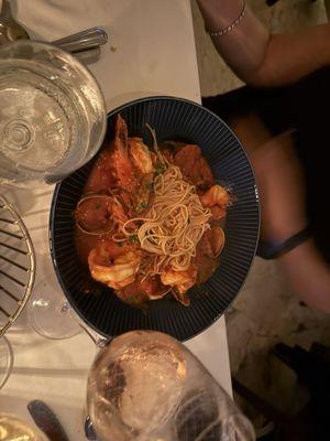 Shrimp and clam pasta