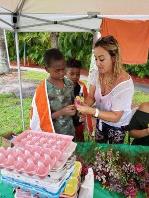 Teaching the kids how to plant