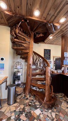 Staircase to the upstairs viewing room.