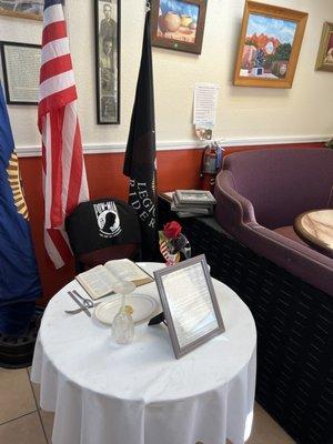 Table set for our POW's and MIA's.