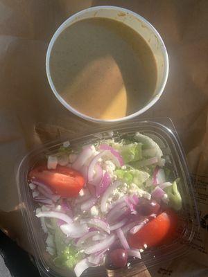 Greek Salads And pumpkin soup