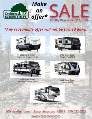 MAKE AN OFFER SALE at Crabtree RV Center