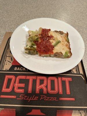 Detroit style veggie pizza