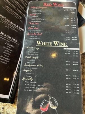 Drink menu