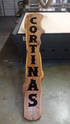 Cedar Sign Engraved and Inlaid with Acrylic