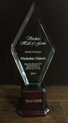 Simon award for Verdict Hal of Fame