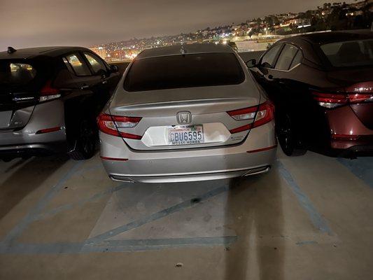 They allow cars to park in the hashed zone next to disabled spaces, so don't expect to be able to get back in your car.