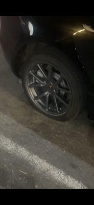 Tire popped/rim damaged and completely flat