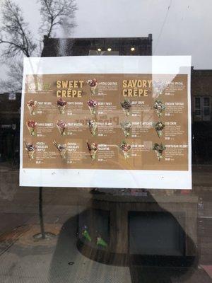 Sweet and Savory Crepe Menu