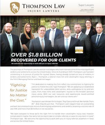 Arlington Super Lawyers Car Wreck Attorneys Award 2019