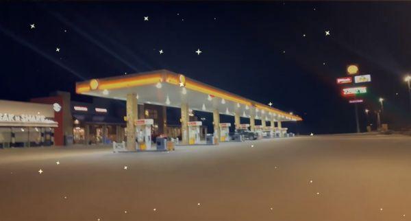 A very well let clean gas station