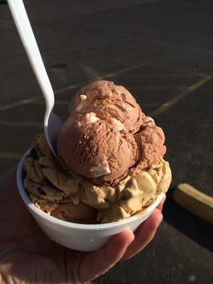 Bowl full of ice cream. Better eat it before it melts.