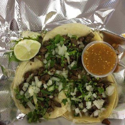 Authentic Mexican tacos--that sauce is TO DIE FOR