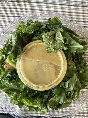 Hail to the Kale with dressing on top