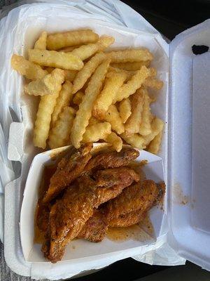 6pc wings and fries