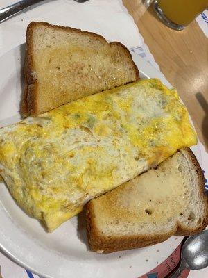 Country omelette with white toast