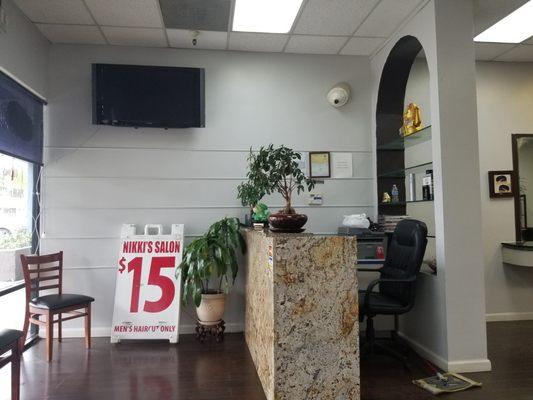 Reception desk inside store