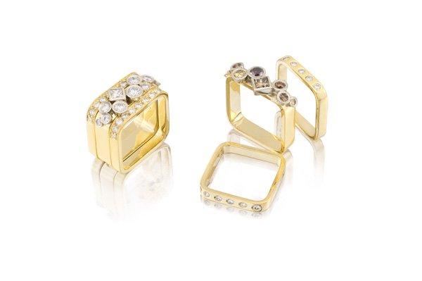 Diamond Garland Square Rings