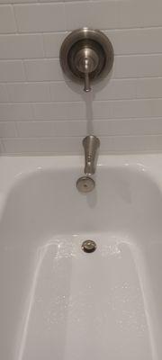 Misaligned faucet, overflow and drain. Filed with BBB Dayton.