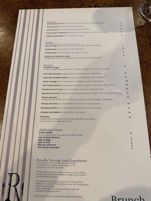 Brunch menu