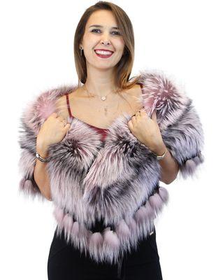 Light Pink Lilac Dyed Silver Fox Fur Collar/Shawl/Wrap