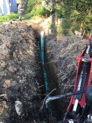 New sewer installation