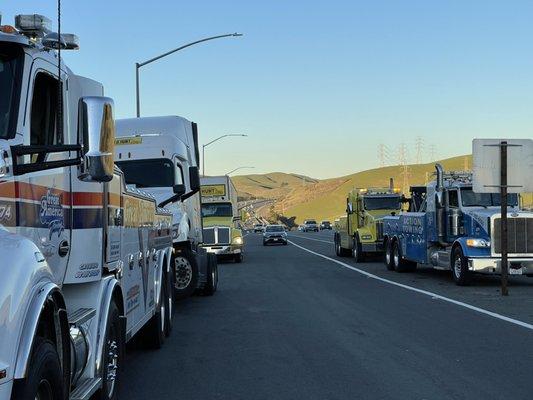 Civic Center helping out action towing during a little freeway trouble