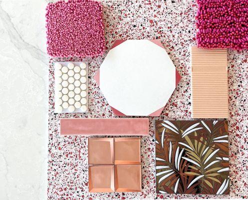 Pink and Coral color options in tile and carpet