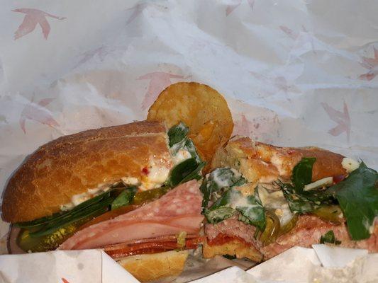 My Italian hoagie loaded with everything I love including spinach and garlic aioli sauce!! OH BE STILL MY HEART!