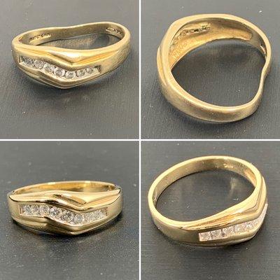 Before and After Men's extremely bent wedding band.