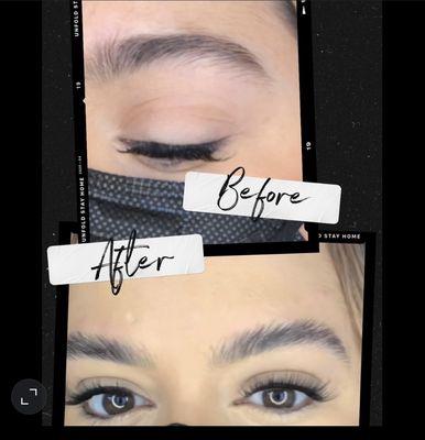 Brow lamination and brow shaping