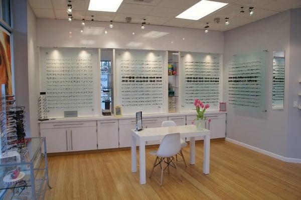 The optical area. We have over 450 frames and offer an exclusive two-year warranty on both frames and lenses.