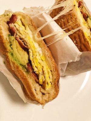 Breakfast sandwich. Bacon, egg, cheese & avocado