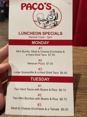 Lunch specials