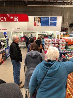 Line at Costco, average Thursday.